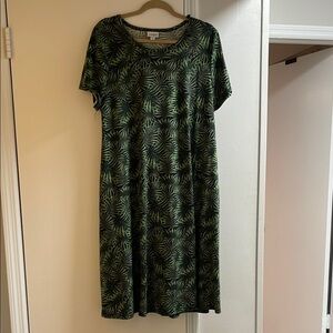LuLaRoe Green Midi Sundress Casual Crew Neck